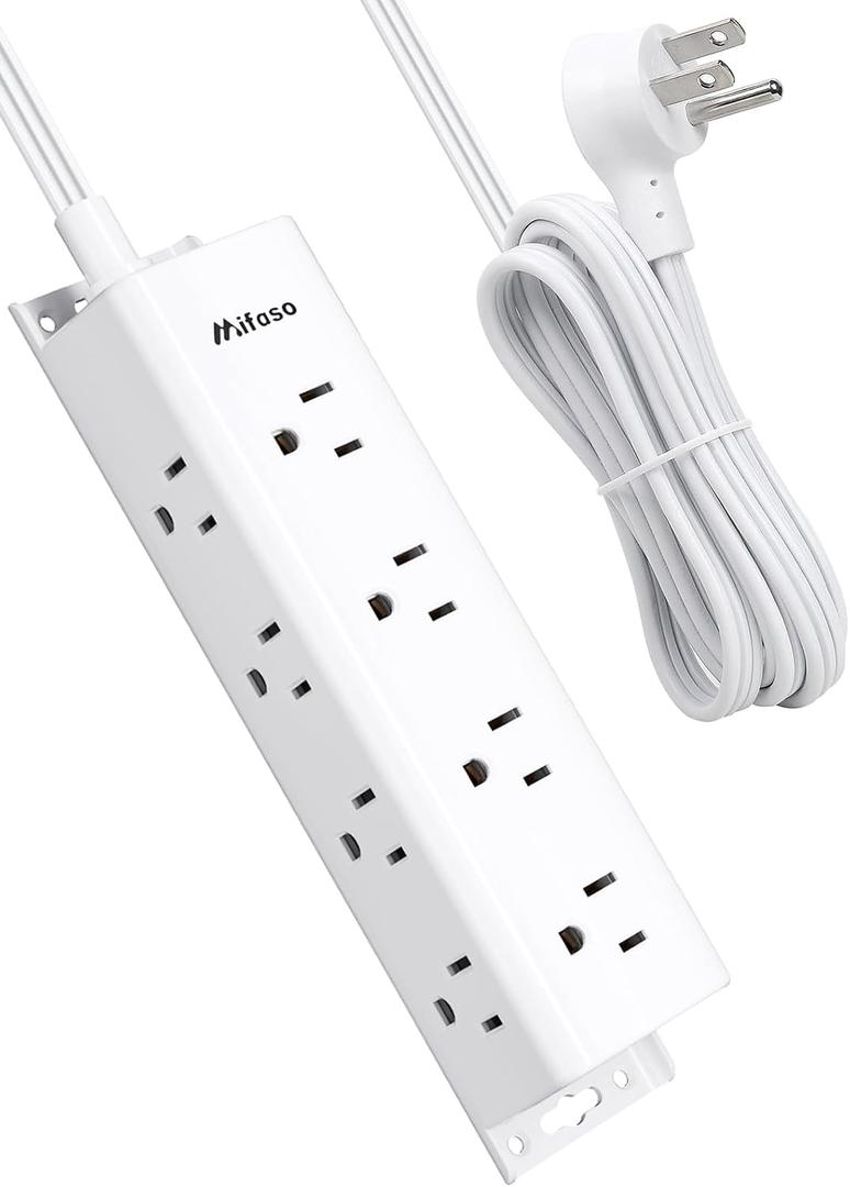 Surge Protector Power Strip - Widely Spaced Multi Outlets, Wall Mount, 3 Side Outlet Extender with Extension Cord, Flat Plug, Overload Protection, Home Office Dorm Room Essentials (5FT, White)