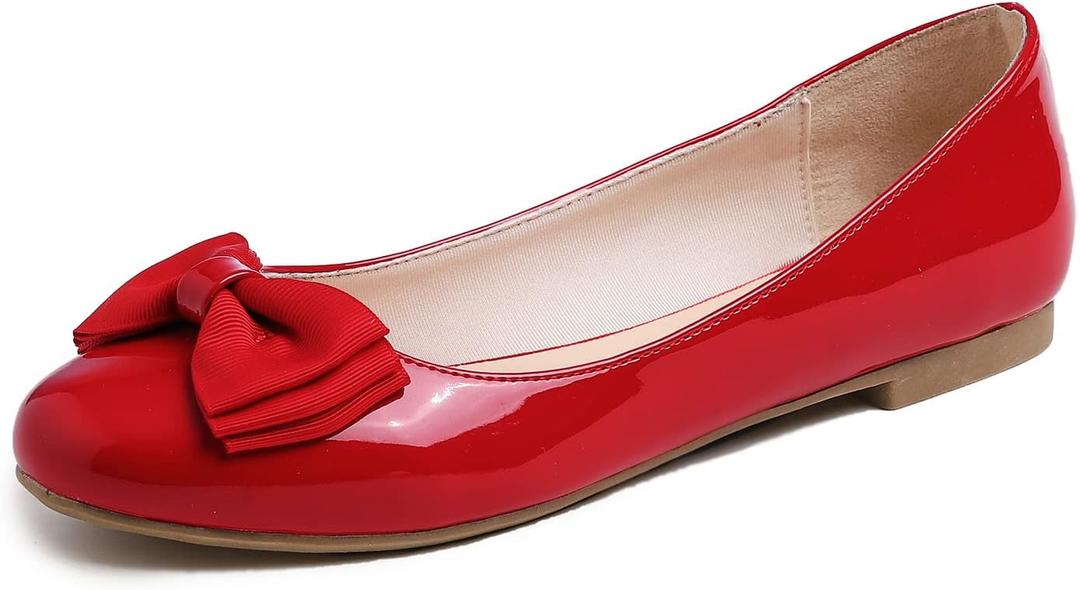 Feversole Women's Round Toe Cute Bow Trim Ballet Flats 8.5 39