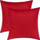 Mixhug Set of 2 Cozy Velvet Square Decorative Throw Pillow Covers for Couch and Bed, Red, 18 x 18 Inches