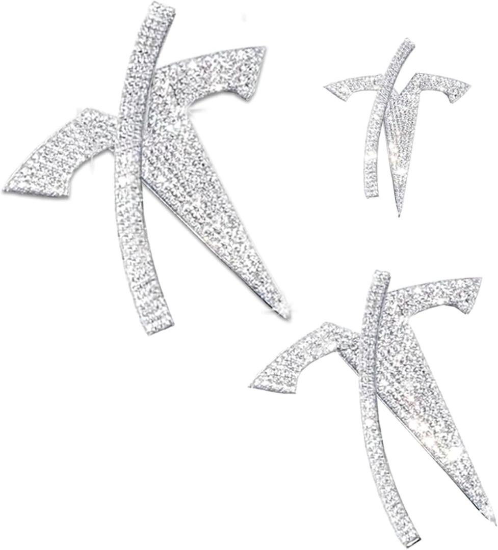 Bling Bling Rhinestone Logo Emblems for Tesla Model 3 2017-2023,6 Pcs Emblems Stickers for Front Trunk, Rear Trunk, Bedazzled Accessories for Model 3.