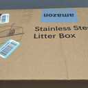 Stainless Steel Litter Box with High Sides, Extra Large Metal Cat Litter Pan for Big Cats, XL Litter Box with Scoop, Non-Stick Easy Clean Anti-Leak Kitty Litter Pan, Odor Control Open Top Design