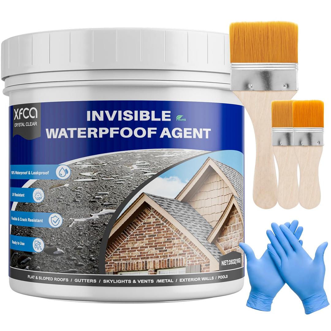 Transparent Waterproof Sealant, 35oz Clear Transparent Waterproof Coating, Liquid Invisible Water Proof Agent for Roofs Walls, Garden, Bathroom, Kitchen Indoor & Outdoor Water Proof Sealant