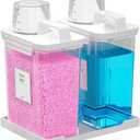 61OZ Laundry Detergent Dispenser Container, 2 Pack Liquid Laundry Dispenser, Plastic Detergent Dispensers for Laundry Powder/Fabric Softener with Tray 6 Labels, Clear