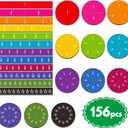 156 PCS Magnetic Fraction Tiles Circles, Educational Math Learning Manipulatives Set for Preschool Elementary School. (Multi Color)