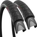 Fincci Pair 26x1.95 Bike Tire - Slick City 26 inch Bike Tires - 50-559 Black Foldable Mountain Bike Tires with Kevlar - 26" Wheelset for Electric, Folding Road bikes, Bike Trainer MTB Accessories Leno