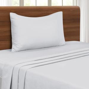 Malloni Home Twin Sheet Set - Double Brushed Microfiber Bedding Set, 3 Piece Deep Pocket Twin Sheets - Ultra Soft, Easy-Fit, Wrinkle Free, Quick Dry, Easy Care - Light Grey