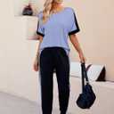 VIMPUNEC Women 2 Piece Outfits Summer Casual Lounge Sets Soft Sweatsuits Trendy Matching Sets (Blue, XL)
