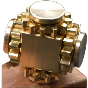 Pure Brass Fidget Cube Fidget Spinner Gears Linkage Fidget Toy Hand Spinner Metal DIY EDC Focus Meditation Break Bad Habits ADHD (Brass)