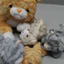 5 PCS Cat Stuffed Animal with Babies, 12 Inch Mommy Stuffed Orange Cat Plush with 4 Kittens Toys Inside Belly, Stuffed Kitty Plushies Pillow Toys for Kids Birthday Christmas Party Favors Gifts