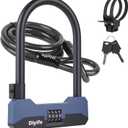 Diyife Bike U Lock Heavy Duty Anti Theft with 5FT Steel Cable, 18mm Shackle, 4-Digit Combination High Security Bike Lock with 2 Keys and Mounting Bracket for Electric Scooter, Ebike, Road, Motorcycle
