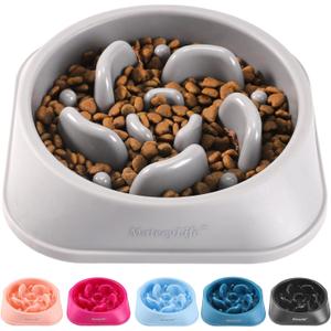 MateeyLife Slow Feeder Dog Bowls, Anti-Choking Puzzle Dog Food Bowls, Anti-Slip Interactive Feeding Slow Down Eating, Bloat Stop Maze Dishes for Medium Large Breeds Gray