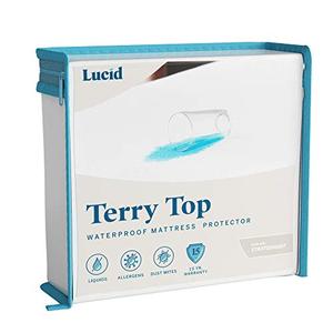 LUCID Premium Hypoallergenic 100% Waterproof Mattress Protector - Universal Fit, Cotton Terry Top, Full