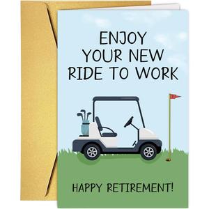 Funny Retirement Card for Golfer, Happy Retirement Card for Dad Husband Grandpa Boss Teacher Friend Golf Lover. Humorous Retired Gift for Him Men, 8 inches x 5.3 inches