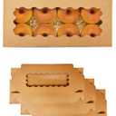 qiqee 50 Packs Brown Cookie Box with Window 12x5.5x2.5 Inch Two Uses Pastry Biscuit Bakery Box For Packaging