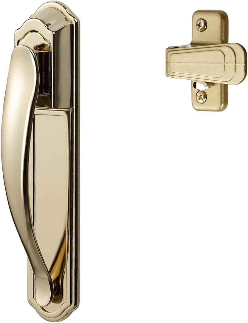 Ideal Security DX Pull Handle Replacement Set for Storm Door and Screen Door, Bright Brass