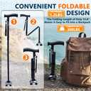 Walking Cane for Men & Women - Walking Stick for Seniors with Autonomous Standing Base - Foldable, Adjustable, Collapsible Canes with Freely Rotating Base and Soft TPR-Coated Handle