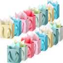 Tenare 12 Pcs Small Gift Bags Mini Paper Bags Bulk Tiny with Handle Tissue for Jewelry Wrap Halloween Thanksgiving Christmas Birthday Party Favor Supply(4 * 2.8 * 4.5inch,Spring Color)