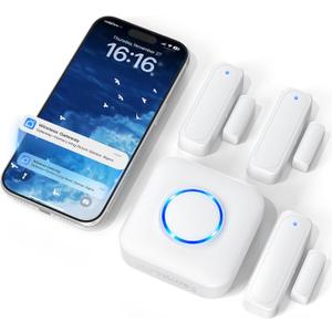 Door Alarms for Kids Safety, Door Alarms When Opened with Remote, Door Bells Chimes, Dementia, Sliding Glass Door, Wireless Sensor Alarms for Home Security (White)