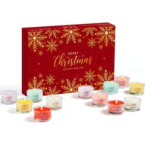 12 Mini Scented Candles Christmas Gift for Women Men- Natural Soy Wax, Festive Fragrances, Stocking Stuffers for Women, Coworkers, Secret Santa Gifts for Adult