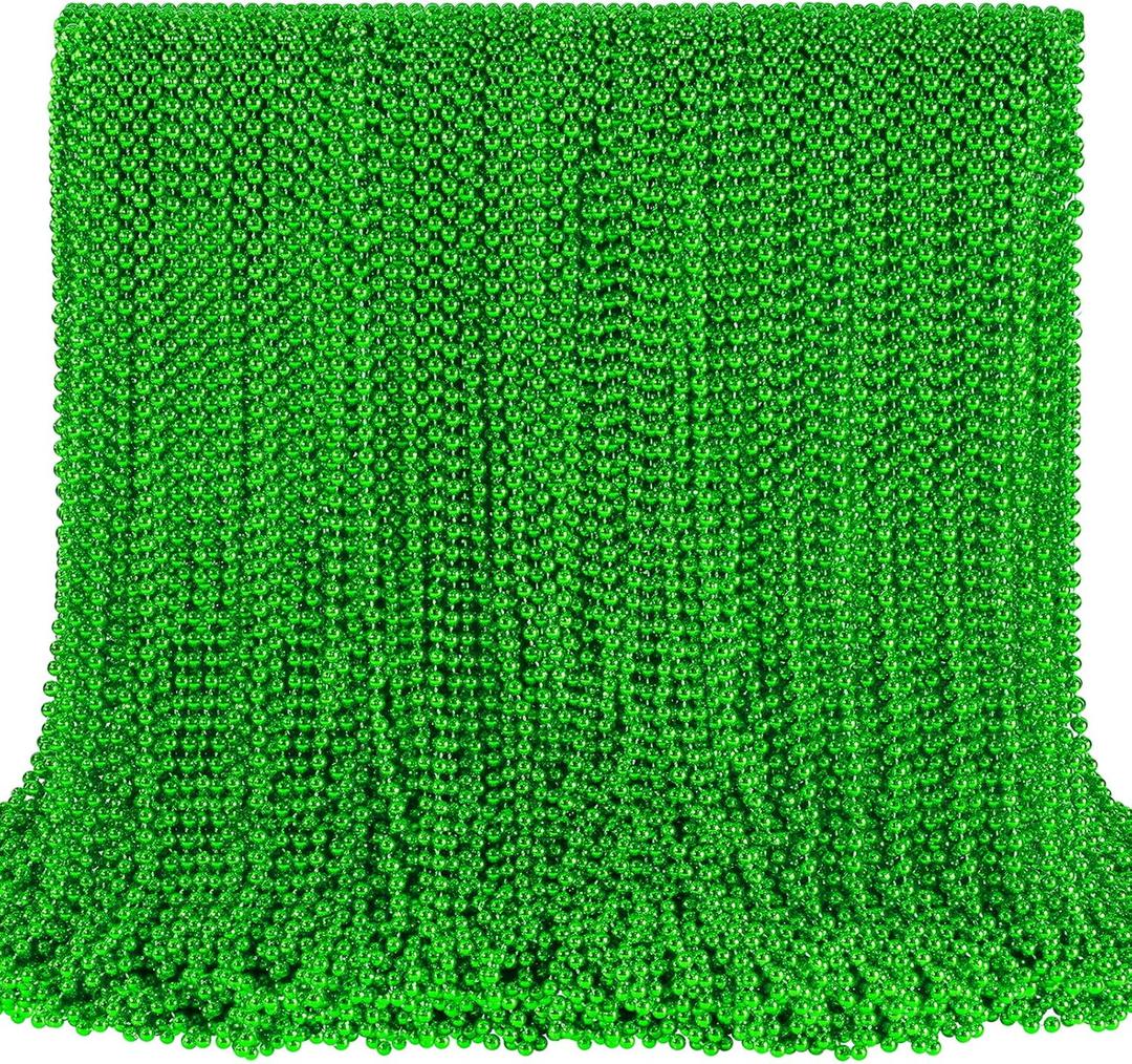 SHAOQINLIN 144 PCS St. Patrick's Day Bead Necklaces, Green Mardi Gras Christmas Beads, 33'' Green Party Beads for St. Patricks Day, Mardi Gras, Christmas, Carnival Party Favors