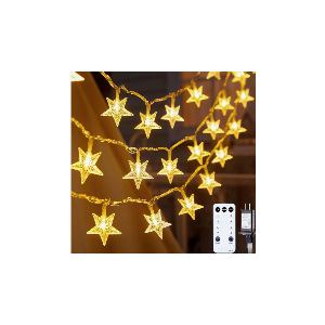 Twinkle Star 100 LED Star String Lights, 33FT Plug in Fairy String Lights Waterproof, Extendable for Indoor, Outdoor, Wedding Party, Christmas Tree, New Year, Ramadan, Garden Decoration, Warm White