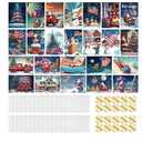 24 Set Patriotic Christmas Cards with Envelopes Stickers Bulk American Flag Santa Greeting Card Patriotic New Years Postcards for Xmas Holiday Supplies