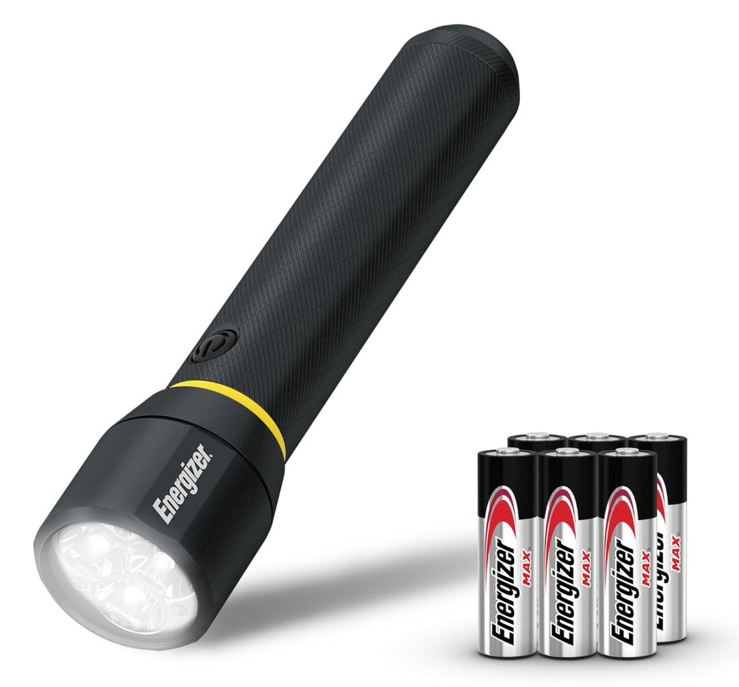 Energizer Vision HD Extra Performance LED Flashlight with Digital Focus, Durable and Bright Flashlight for Hurricane Supplies and Camping Gear, Flash Light with AA Batteries Included, Pack of 1 (Silver)