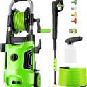 Electric Pressure Washer 4800 PSI 4.0 GPM Power Washers Electric Powered with with 33ft Pressure Hose, 4 Nozzle and Foam Cannon, Powerwashers for Home, Cars, Patio, Upgraded Light Green