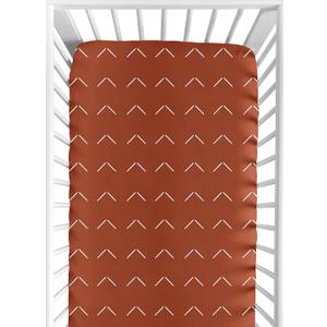 Sweet Jojo Designs Boho Arrow Boy Girl Fitted Crib Sheet Baby Toddler Bed Nursery - Burnt Orange Rust Modern Bohemian Farmhouse Southwest Shabby Chic Designer Arrows Geometric Diamond Tuft Collection
