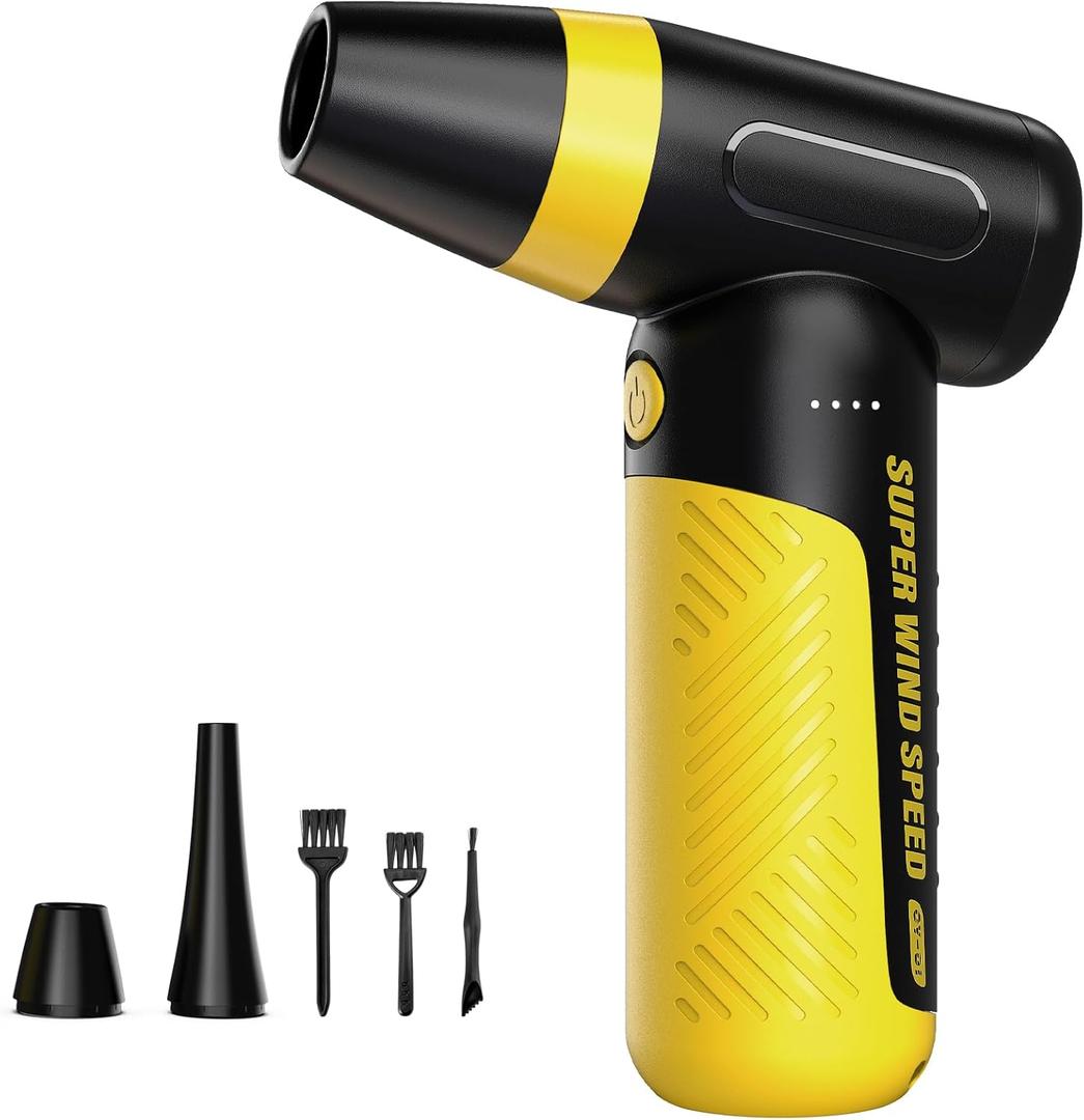 DEEBOX Electric Compressed Air Duster & Blower, 150000 RPM Super Power Adjustable Air Duster, 3 Speed Cordless Mini Blower with Fast Charging, USB Rechargeable Dust Remover for Computer Keyboard Car