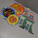 Cartoon Birthday Cupcake Stand, 3 Tier Paper Red Brick Wall Themed Cupcake Rack Birthday Party Decorations for Baby Shower Boys Girls Party Supplies, Colorful Cupcake Tower Dessert Stand