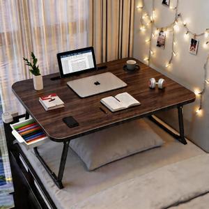 Large Lap Desk with Storage Drawer, Holders for Cup and Tablet, Tray Table with Foldable Legs, Laptop Bed Stand, Portable Standing Table for Sofa Couch Floor(27.6", Black Walnut)