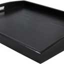 Serving Tray Black Large Food Tray Breakfast Tray Wood Butler Tray with Handle 17.77 x 13.72 x 1.78