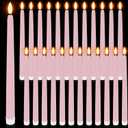 Macarrie 24 Pack Flameless Taper LED Candles - 11 Inch Long, Flickering, Battery Operated, Fake Candles for Wedding, Christmas (Pink)