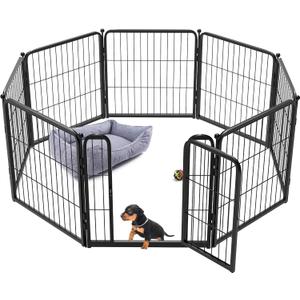 FXW Homeplus Dog Playpen for Indoor Use - Stress-Free and Safe Play, Heavy Duty 24 Inch 8 Panels Dog Pen for Puppies and Small Dogs, Black Patented