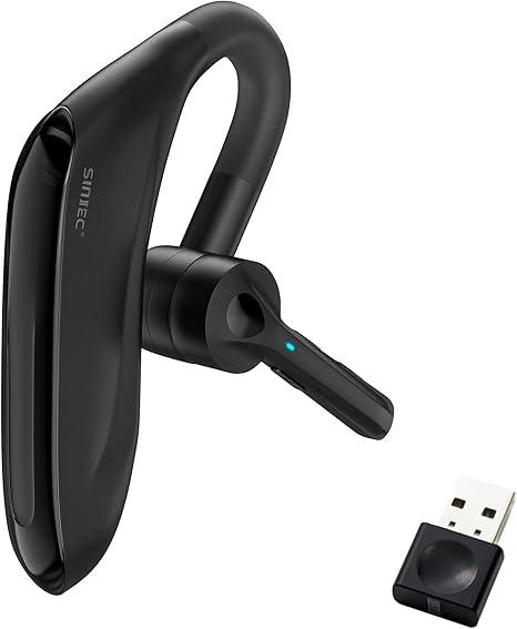 SUNITEC Bluetooth Headset, Dual Microphone Wireless Headset with USB Dongle for Computer, 45H Talking Time Compatible to Connect to Your PC Mac Works with MS Teams, Zoom