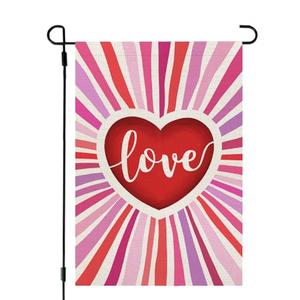 Valentines Day Garden Flag Double Sided for Outside Small Burlap Red Love Heart Holiday Yard Decoration 12x18 Inches