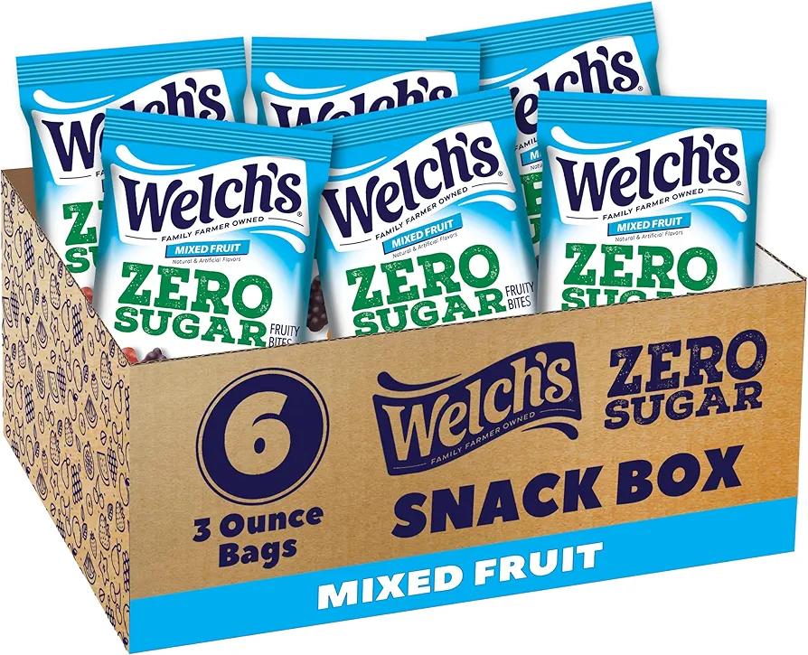 Welch's Zero Sugar Fruity Bites, Mixed Fruit Snack Box, Gluten Free & Sugar Free Snacks, 3oz Snack Packs (Pack of 6) BBD 04/10/2026