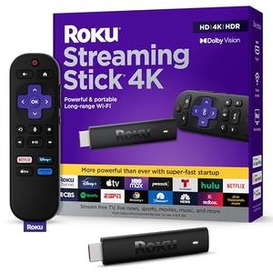 Roku Streaming Stick 4K - HDR & Dolby Vision Roku Streaming Device for TV with Voice Remote & Long-Range Wi-Fi - Free & Live TV Roku Streaming Stick 4K - HDR & Dolby Vision Roku Streaming Device for TV with Voice Remote & Long-Range Wi-Fi - Free & Live TV