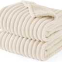 Bedsure ComfyFleece Waterproof Dog Blankets for Small Dogs - Soft Puppy Cat Blanket Corduroy Fleece Washable, Cozy Calming Reversible Furniture Protection for Pet Kitten Doggy,25"x35", Cream