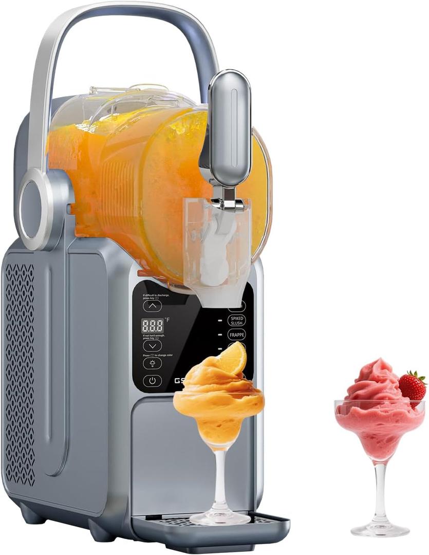 Slushie Machine, 101oz Large Capacity Slushy Machine for Home with Portable Handle, Real-time Temp Display, 5 Preset Modes for Margaritas, Frapps, Milkshake, Juice and More (Gray)