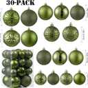 Christmas Ball Ornaments - 30pcs Shatterproof Christmas Ornaments Set Plastic Hanging Christmas Decorations for Xmas Tree Holiday Party Decor, 6 Styles in 4 Sizes (Light Green)