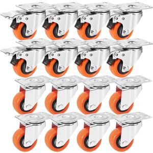 W B D WEIBIDA 2" Plate Caster Wheels Set of 16, Heavy Duty Casters with Brake, Safety Dual Locking, Industrial Swivel Top Plate Casters Wheels for Furniture, Carts (Screws and Screwdriver)