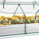 Miory Raised Garden Bed with PE Cover, 6x3x1 FT Galvanized Planter Box Outdoor with Greenhouse Cover, 2 Large Zippered Screen Windows for Vegetables, Flowers, Includes Labels & Gloves