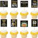 2 x Ercadio 36PCS Happy 50th Birthday Cupcake Toppers Glitter Fifty Vintage 1975 Cake Picks Cheers to 50 Fabulous Older Wiser Hotter Cake Decor for 50th Birthday Wedding Anniversary Party Supplies