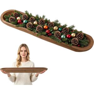 30 Inch Large Wooden Dough Bowl, Hand Carved Wood Dough Bowls for Decor