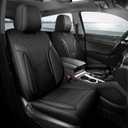 Black Car Seat Covers Full Set - Breathable Faux Leather Universal 5 Seat Covers for Cars, Automotive Protector Fit for Most Sedan SUV Pick-up Truck