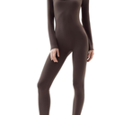 PUMIEY Jumpsuits for Women Square Neck Long Sleeve Bodycon Unitard One Piece Outfits Chill Collection, Medium