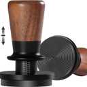 PUSEE 58mm Espresso Tamper,Calibrated Tamper with 30lbs Double Spring Loaded Tamper Walnut Wood Coffee Tamper for Barista Home,Titanium PVD Coating Base Tamper Espresso Tool Fits 58mm Portafilters