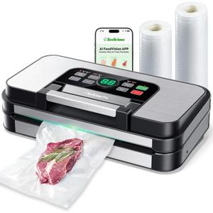 95Kpa Powerful Precision Pro Vacuum Sealer, with Double Heat Seal & Double Pump, Easy-Lock Handle, 10-in-1 Vacuum Sealer Machine for Food, Silver-Grey